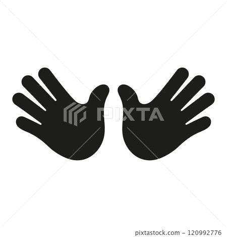 Two Open Hands for Greeting or High Five Gesture. Double Hands Silhouette Icon. Open Palms Gesture. Isolated Vector Illustration 120992776