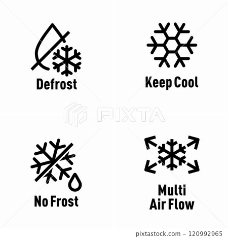 Defrost Keep Cool No Frost Multi Air Flow vector information signs 120992965