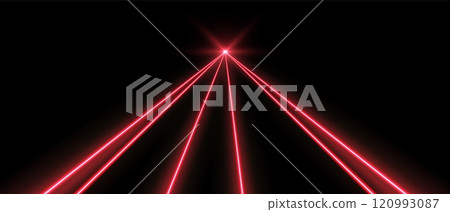 Red laser beams, concert or nightclub spotlights light effect. 120993087