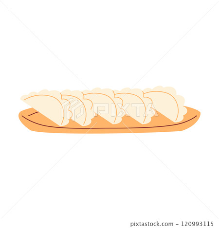Dumplings on a plate. A traditional Asian dish. Dumplings on a plate. A traditional Asian dish. 120993115