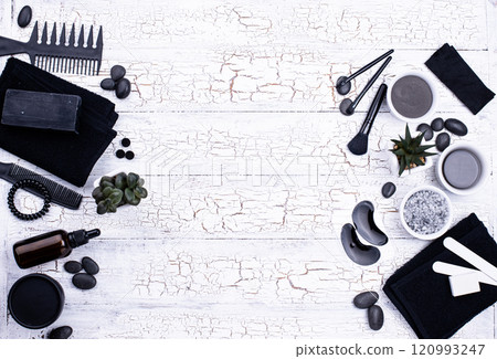 Set of black charcoal detox cosmetics Set of black charcoal detox cosmetics 120993247
