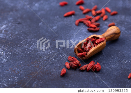 Goji berries on blue background 120993255