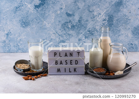 Plant based vegan non dairy alternative milk 120993270