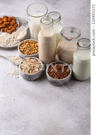 Plant based vegan non dairy alternative milk 120993272
