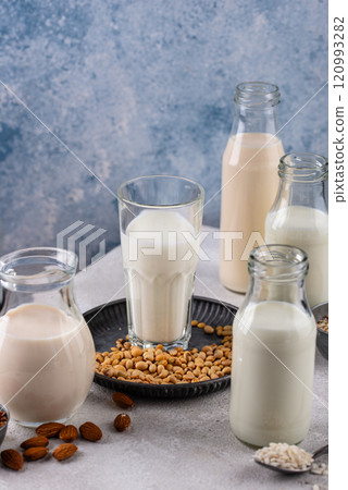 Plant based vegan non dairy alternative milk Plant based vegan non dairy alternative milk 120993282