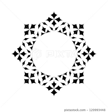 Radial Circular Pattern for Decorative Circle Frame. Snowflake Icon. Radial Circular Pattern for Decorative Circle Frame. Snowflake Icon. 120993448