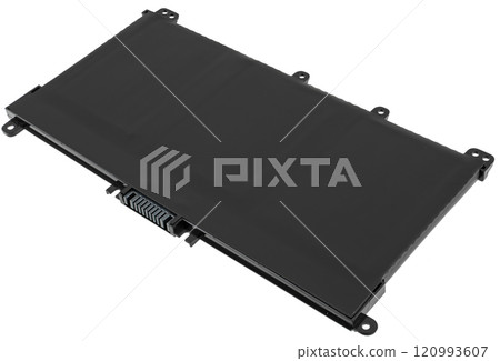 Laptop battery, spare part for laptop, on white background in insulation 120993607