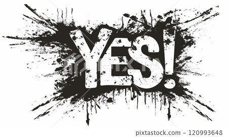 YES! graffiti lettering, typography handwriting font, spray wall art text design 120993648