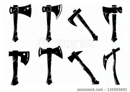 Axe icon, ax symbol, hatchet minimal flat sign, cleaver emblem, woodcutter equipment, tomahawk pictogram Axe icon, ax symbol, hatchet minimal flat sign, cleaver emblem, woodcutter equipment, tomahawk pictogram 120993693