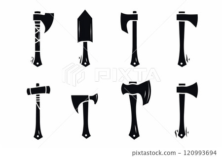Axe icon, ax symbol, hatchet minimal flat sign, cleaver emblem, woodcutter equipment, tomahawk pictogram Axe icon, ax symbol, hatchet minimal flat sign, cleaver emblem, woodcutter equipment, tomahawk pictogram 120993694