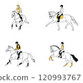 Hand drawn with riders and horses 120993767