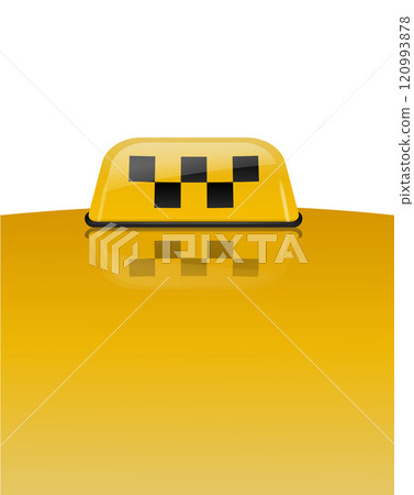 Taxi car roof sign yellow Banner advertising. Realistic illustration isolated on white. Vector Taxi car roof sign yellow Banner advertising. Realistic illustration isolated on white. Vector 120993878