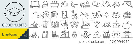 Line icon set about good habits 120994051