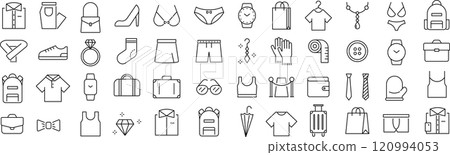 Vector monochrome fashion line icon set 120994053
