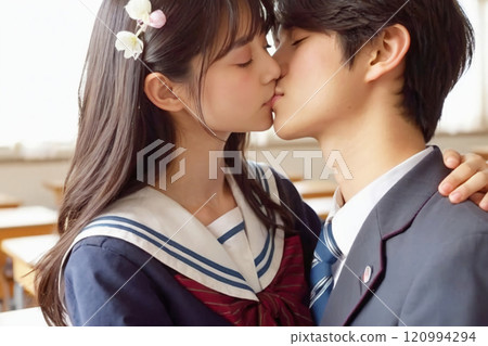 照片素材（高品質，付費）接吻（國中生、高中生） 120994294