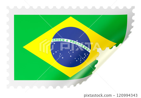 Brazilian Postage Stamp, postage stamp of Brazil. 3D rendering 120994343