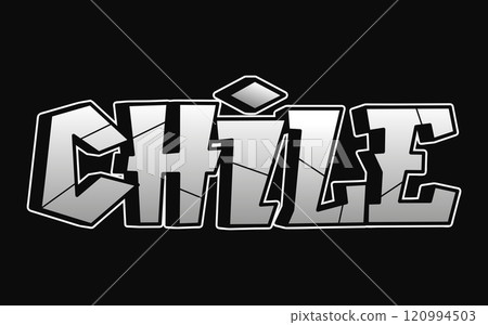 Chile - single word, letters graffiti style. Vector hand drawn logo. Funny cool trippy word Chile, fashion, graffiti style print t-shirt, poster concept 120994503