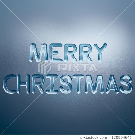 Frosty lettering spells out a festive greeting on a cool background 120994645