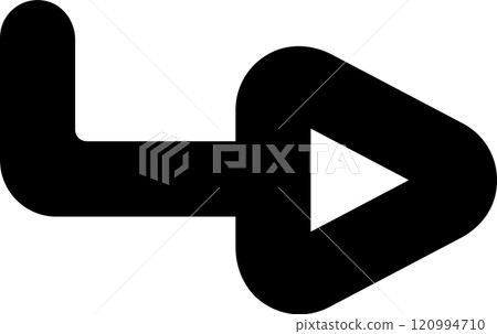 Simple black play button icon with rounded corners pointing to the right, isolated on a white background, ideal for multimedia interfaces and video players Simple black play button icon with rounded corners pointing to the right, isolated on a white background, ideal for multimedia interfaces and video players 120994710