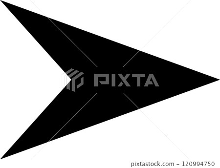Simple black arrow pointing to the right on a clean white background, ideal for indicating direction, movement, or progress in various projects 120994750
