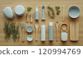 An Elegant Layout of Kitchenware and Fresh Herbs Designed for Culinary Inspiration 120994769