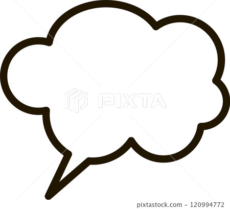 Simple line drawing of a blank thought bubble representing thinking, brainstorming, and expressing opinions, creating a space for dialogue and idea exchange 120994772