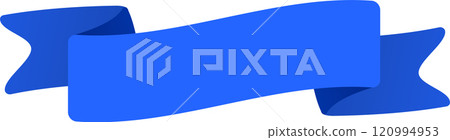 Vibrant blue ribbon curls and waves, representing success, accomplishment, and festive occasions, perfect for adding a touch of elegance and recognition to designs Vibrant blue ribbon curls and waves, representing success, accomplishment, and festive occasions, perfect for adding a touch of elegance and recognition to designs 120994953