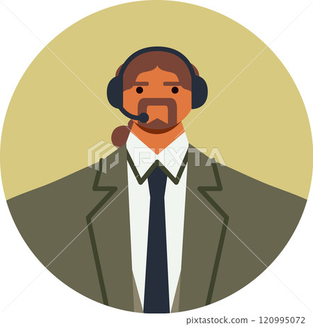 Confident businessman wearing a headset, providing customer support, answering questions, and resolving issues in a dynamic call center environment, showcasing professionalism and expertise Confident businessman wearing a headset, providing customer support, answering questions, and resolving issues in a dynamic call center environment, showcasing professionalism and expertise 120995072