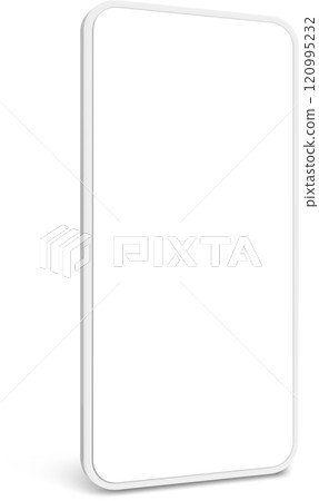 White smartphone with blank screen displaying the latest technology in mobile communication, featuring a sleek design and advanced capabilities for seamless connectivity White smartphone with blank screen displaying the latest technology in mobile communication, featuring a sleek design and advanced capabilities for seamless connectivity 120995232