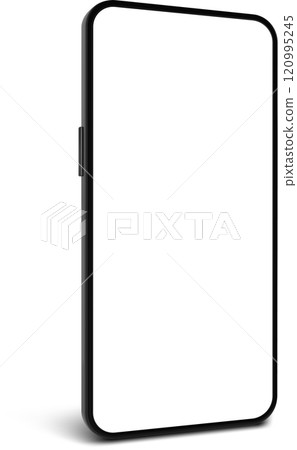 Sleek black smartphone with a blank white screen is isolated on a white background, showcasing modern technology and user interface design, perfect for showcasing mobile apps or websites Sleek black smartphone with a blank white screen is isolated on a white background, showcasing modern technology and user interface design, perfect for showcasing mobile apps or websites 120995245