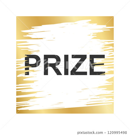 Gold square scratch card surface with scraped texture and Prize winning text. Winner lotteriy, sale coupon, jackpot scratchcard template isolated on white background. Vector illustration 120995498