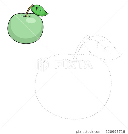 Connect dots to draw apple educational game 120995716