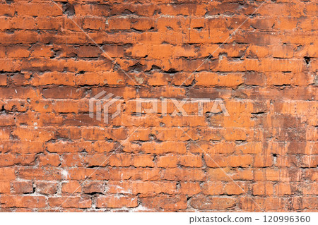 Empty brick red wall. background of a old brick house. 120996360