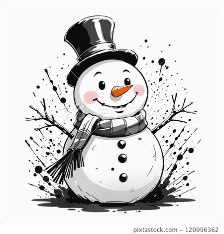 這是一個水墨畫風格的雪人。我們使用人工智慧生成的圖像。 這是一個水墨畫風格的雪人。我們使用人工智慧生成的圖像。 120996362