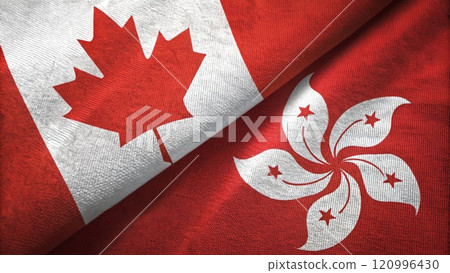 Canadian and Hong Kong Flags Together Representing Cultural Connection 120996430