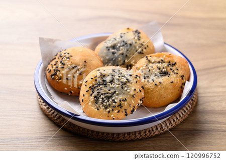 Asian deep fried dough filled with black sesame paste, Thai style 120996752