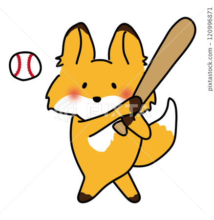 A fox hitting a baseball 120996871