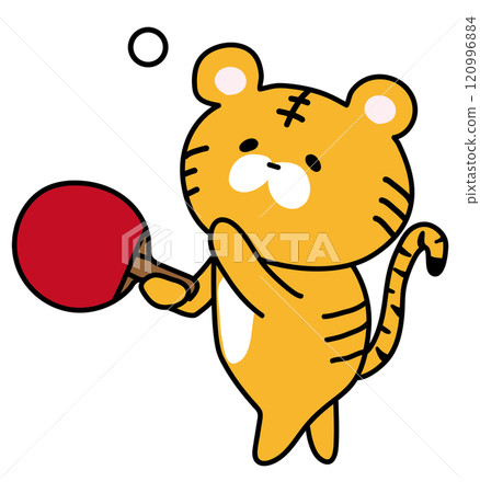 Tiger serving in table tennis Tiger serving in table tennis 120996884