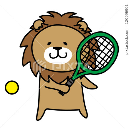 Lion playing tennis 2 120996901