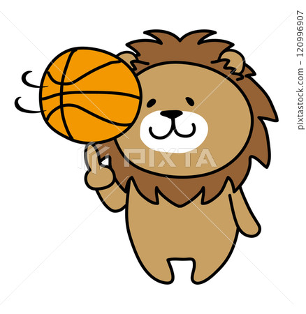 Lion spinning a basketball 120996907