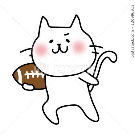White cat playing rugby 1 120996915