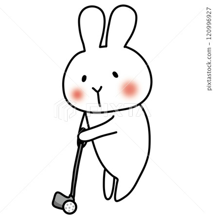 White rabbit playing golf 2 120996927