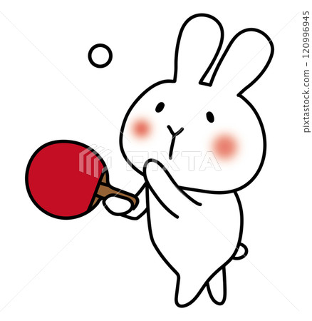 White rabbit serving in table tennis White rabbit serving in table tennis 120996945