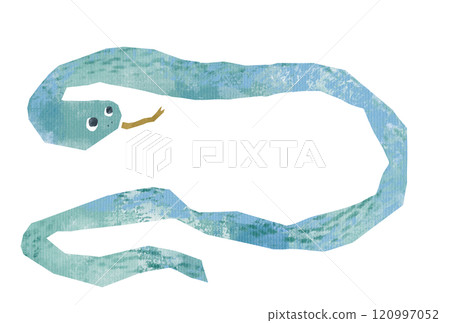 可愛蛇角色的剪紙風格插圖 120997052