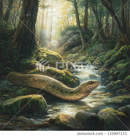 Snake illustration for New Year's cards in 2025 Snake illustration for New Year's cards in 2025 120997131