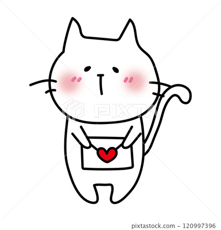 一隻白貓害羞地給情書 120997396