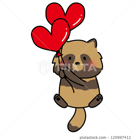 拿著心型氣球的貉 120997412