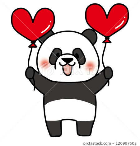 Panda holding a heart balloon 120997502