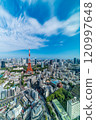 urban city skyline aerial view in Tokyo, Japan 120997648