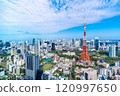 urban city skyline aerial view in Tokyo, Japan 120997650